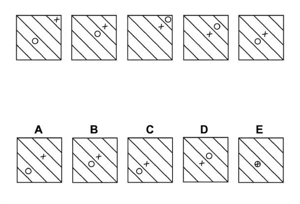 EPSO abstract reasoning sample item AD-02, as published by EPSO