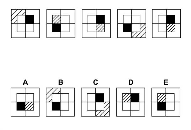 EPSO abstract reasoning sample item AD-08, as published by EPSO
