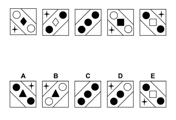 EPSO abstract reasoning sample item AD-09, as published by EPSO
