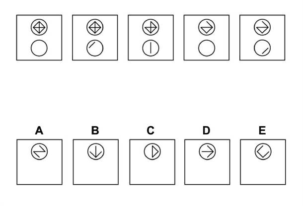 EPSO abstract reasoning sample item AD-10, as published by EPSO