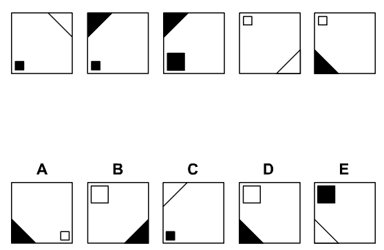 EPSO abstract reasoning sample item LEG-01, as published by EPSO